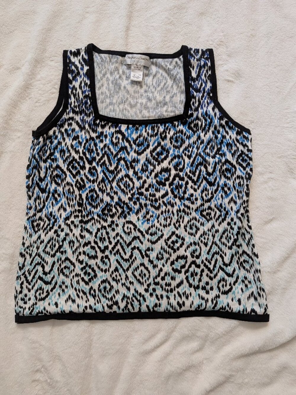 Draper’s & Damon’s Petite PL Cobalt Blue Animal Print Square Neck Leopard Tank